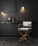 Director Performance Vegan Leather Stool with Gold Base - White / Bar Height