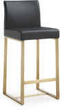 Denmark Performance Vegan Leather Stool with Gold Base - Set of 2 - Black / Counter Height