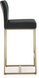 Denmark Performance Vegan Leather Stool with Gold Base - Set of 2 - Black / Counter Height