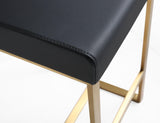 Denmark Performance Vegan Leather Stool with Gold Base - Set of 2 - Black / Counter Height