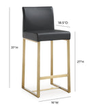 Denmark Performance Vegan Leather Stool with Gold Base - Set of 2 - Black / Counter Height