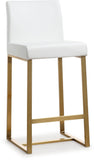 Denmark Performance Vegan Leather Stool with Gold Base - Set of 2 - White / Counter Height