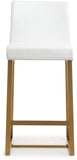 Denmark Performance Vegan Leather Stool with Gold Base - Set of 2 - White / Counter Height