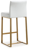 Denmark Performance Vegan Leather Stool with Gold Base - Set of 2 - White / Counter Height