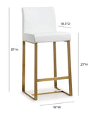 Denmark Performance Vegan Leather Stool with Gold Base - Set of 2 - White / Counter Height