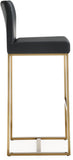 Denmark Performance Vegan Leather Stool with Gold Base - Set of 2 - Black / Bar Height