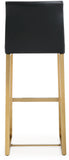 Denmark Performance Vegan Leather Stool with Gold Base - Set of 2 - Black / Bar Height