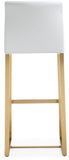 Denmark Performance Vegan Leather Stool with Gold Base - Set of 2 - White / Bar Height