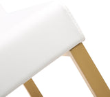 Denmark Performance Vegan Leather Stool with Gold Base - Set of 2 - White / Bar Height