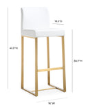 Denmark Performance Vegan Leather Stool with Gold Base - Set of 2 - White / Bar Height