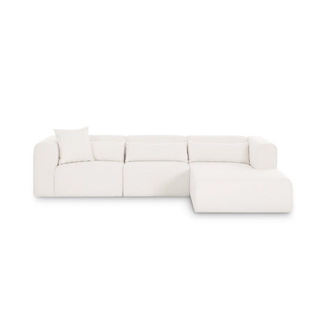 Tarra 3-Piece Cream Performance Chenille Modular Sectional - RAF