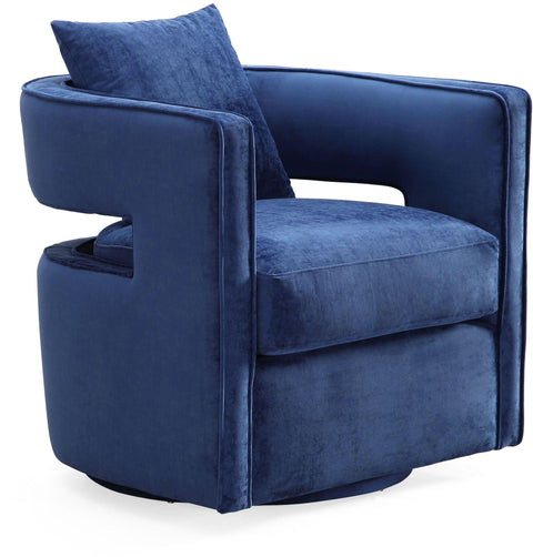 Kennedy Performance Velvet Swivel Accent Chair - Navy