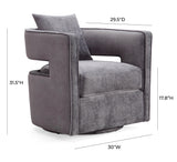 Kennedy Performance Velvet Swivel Accent Chair - Grey