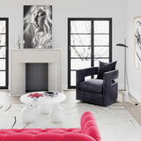 Kennedy Performance Velvet Swivel Accent Chair - Black