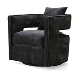 Kennedy Performance Velvet Swivel Accent Chair - Black