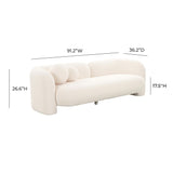 Amelie 91" Contract-Grade Faux Fur Sofa - Cream