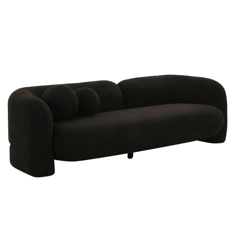 Amelie 91" Contract-Grade Faux Fur Sofa - Black