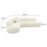 Broohah 3-Piece Performance Fabric L-Shaped Sectional - Cream