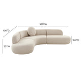 Broohah 3-Piece Performance Fabric L-Shaped Sectional - Beige