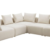 Hangover 5-Piece Cream Performance Linen Modular L-Sectional