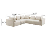 Hangover 5-Piece Cream Performance Linen Modular L-Sectional