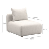 Hangover Contract-Grade Textured Fabric Modular Armless Chair - Cream
