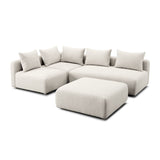 Hangover 4-Piece Contract-Grade Textured Fabric Modular Chaise Sectional - Cream