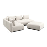 Hangover 4-Piece Contract-Grade Textured Fabric Modular Chaise Sectional - Cream