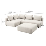 Hangover 4-Piece Contract-Grade Textured Fabric Modular Chaise Sectional - Cream