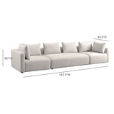 Hangover 145" Contract-Grade Textured Fabric Long Sofa - Cream