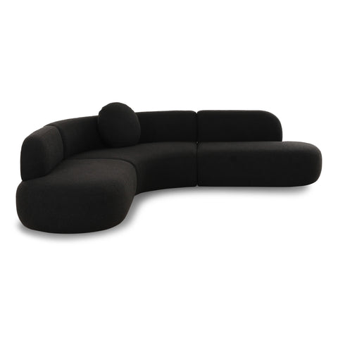 Broohah 3-Piece Performance Fabric L-Shaped Sectional - Black