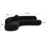 Broohah 3-Piece Performance Fabric L-Shaped Sectional - Black