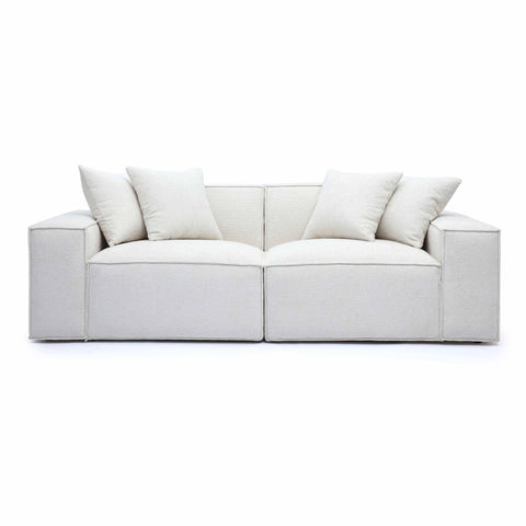Mindy 84" Performance Chenille Basketweave Modular Loveseat - Cream