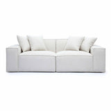 Mindy 84" Performance Chenille Basketweave Modular Loveseat - Cream