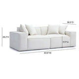 Mindy 84" Performance Chenille Basketweave Modular Loveseat - Cream