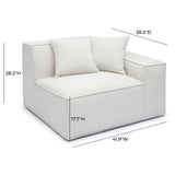 Mindy Performance Chenille Basketweave Modular Corner Chair - Cream / RAF