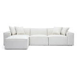 Mindy 4-Piece Performance Chenille Basketweave Modular Sectional - Cream
