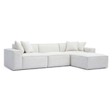 Mindy 4-Piece Performance Chenille Basketweave Modular Sectional - Cream