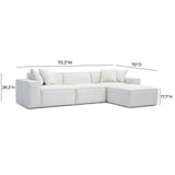 Mindy 4-Piece Performance Chenille Basketweave Modular Sectional - Cream