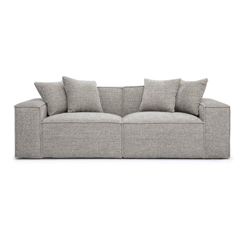 Mindy 84" Performance Chenille Basketweave Modular Loveseat - Taupe
