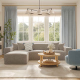 Mindy Performance Chenille Basketweave Modular Armless Chair - Taupe