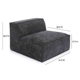 Mindy Performance Chenille Basketweave Modular Armless Chair - Charcoal