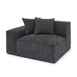 Mindy Performance Chenille Basketweave Modular Corner Chair - Charcoal / LAF