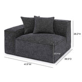 Mindy Performance Chenille Basketweave Modular Corner Chair - Charcoal / LAF