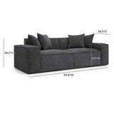 Mindy 84" Performance Chenille Basketweave Modular Loveseat - Charcoal