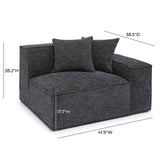 Mindy Performance Chenille Basketweave Modular Corner Chair - Charcoal / RAF