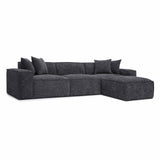 Mindy 4-Piece Performance Chenille Basketweave Modular Sectional - Charcoal