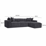 Mindy 4-Piece Performance Chenille Basketweave Modular Sectional - Charcoal