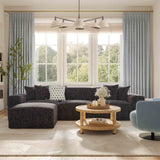 Mindy Performance Chenille Basketweave Modular Armless Chair - Charcoal