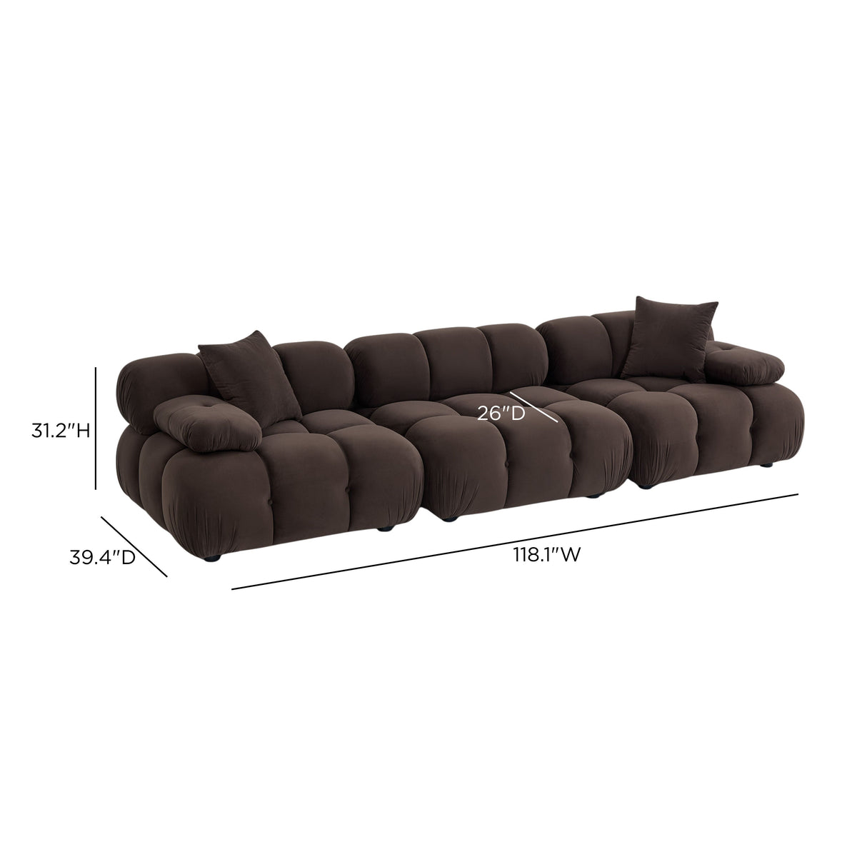 Calliope 118" Modular Sofa - Dark Brown
